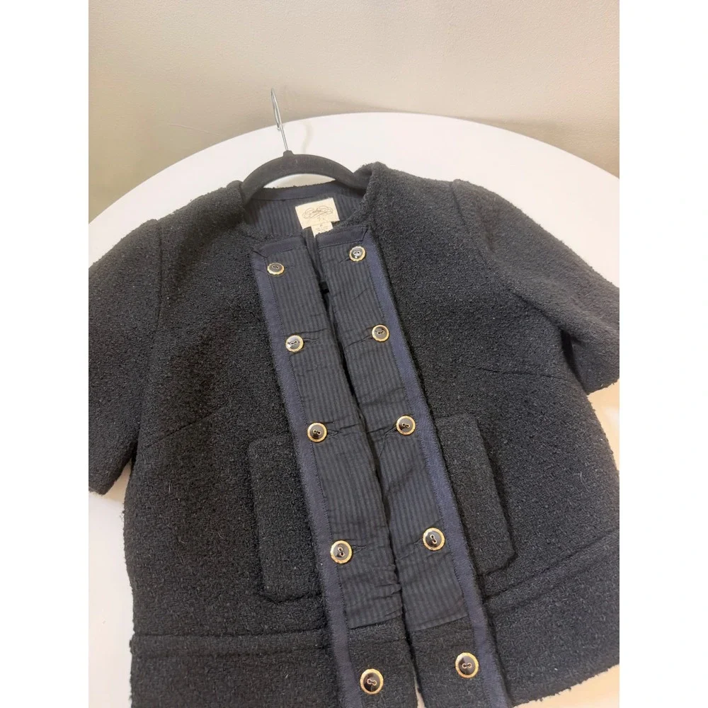 Textured Navy Short-Sleeve Jacket - Brand Unspecified